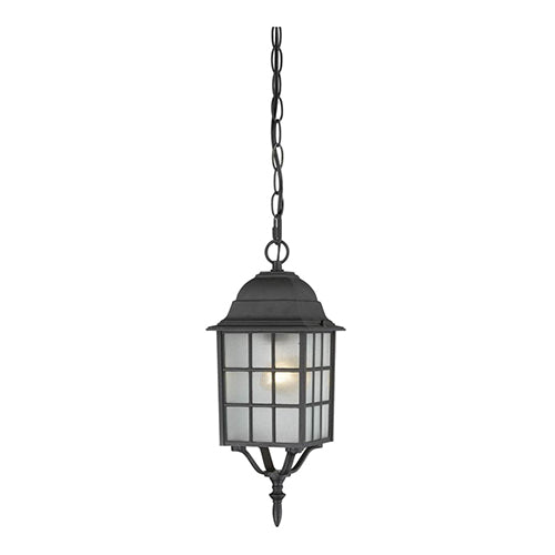 Satco 60-4913, Adams, 1 Light, 16" Outdoor Hanging Lighting Fixture, 100W, 120V, Medium Base, Frosted Glass, Textured Black Finish