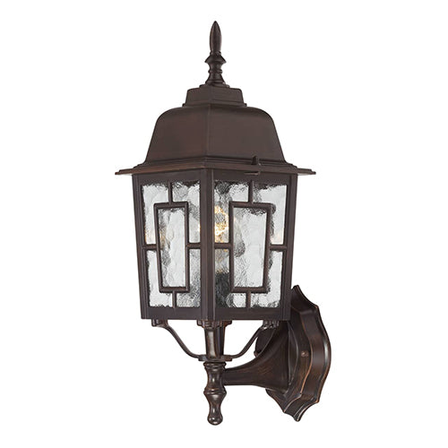 Satco 60-4925, Banyan, 1 Light, 17" Outdoor Wall Lighting Fixture, 100W, 120V, Medium Base, Clear Water Glass, Bronze Finish