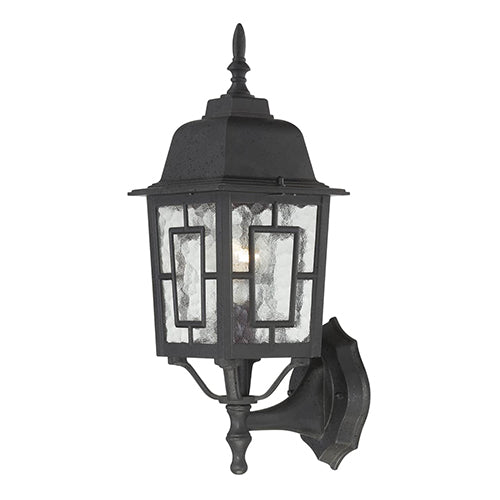 Satco 60-4926, Banyan, 1 Light, 17" Outdoor Wall Lighting Fixture, 100W, 120V, Medium Base, Clear Water Glass, Black Finish