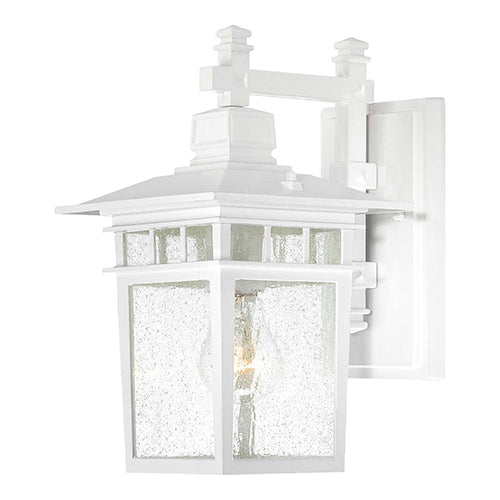 Satco 60-4951, Cove Neck, 1 Light, 12" Outdoor Lantern Lighting Fixture, 100W, 120V, Medium Base, Clear Seed Glass, White Finish