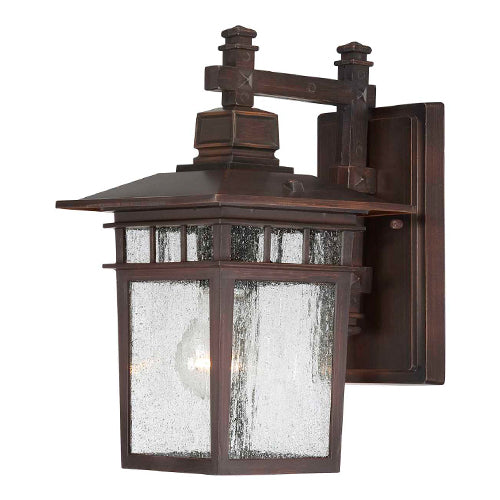 Satco 60-4952, Cove Neck, 1 Light, 12" Outdoor Lantern Lighting Fixture, 100W, 120V, Medium Base, Clear Seed Glass, Rustic Bronze Finish