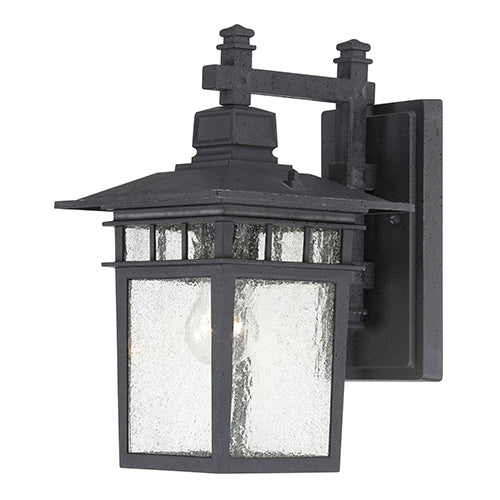 Satco 60-4959, Cove Neck, 1 Light, 14" Outdoor Lantern Lighting Fixture, 100W, 120V, Medium Base, Clear Seed Glass, Textured Black Finish