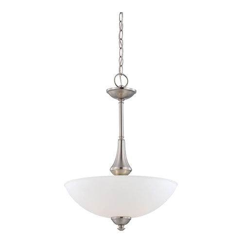 Satco 60-5038, Patton, 3 Light, Pendant Light Fixture, 60W, 120V, Medium Base, Frosted Glass, Brushed Nickel Finish