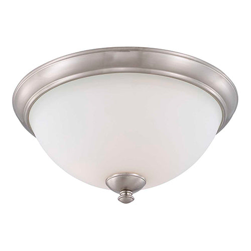 Satco 60-5041, Patton, 3 Light, Flush Mount Ceiling Light Fixture, 60W, 120V, Medium Base, Frosted Glass, Brushed Nickel Finish