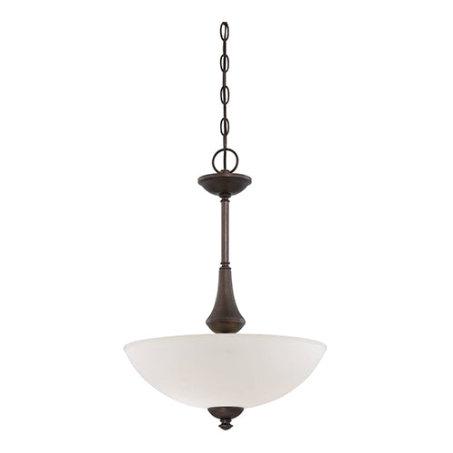 Satco 60-5138, Patton, 3 Light, Pendant Light Fixture, 60W, 120V, Medium Base, Frosted Glass, Prairie Bronze Finish