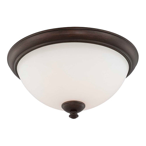 Satco 60-5141, Patton, 3 Light, Flush Mount Ceiling Light Fixture, 60W, 120V, Medium Base, Frosted Glass, Prairie Bronze Finish