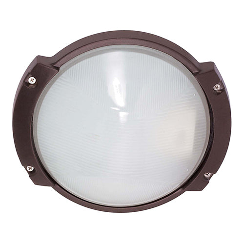 Satco 60-517, 1 Light, 11" Oblong Round Caged Die Cast Bulkhead Lighting Fixture, 60W, 120V, Medium Base, Frosted Diffuser Glass, Replaceable Light Source, Architectural Bronze Finish