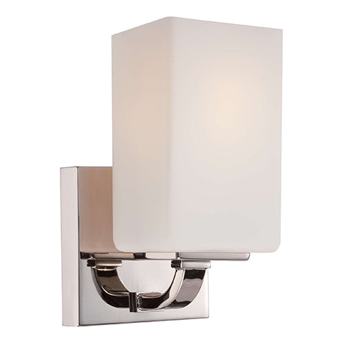 Satco 60-5181, Vista, 1 Light, Vanity Light Fixture, 100W, 120V, Medium Base, Etched Opal Glass, Polished Nickel Finish