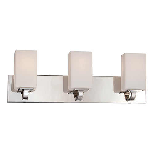Satco 60-5183, Vista, 3 Light, Vanity Light Fixture, 100W, 120V, Medium Base, Etched Opal Glass, Polished Nickel Finish