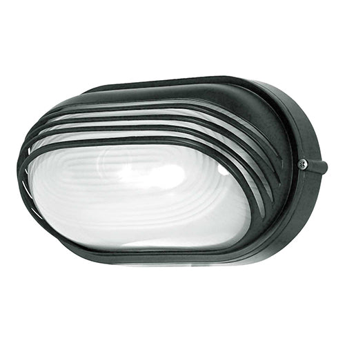 Satco 60-523, 1 Light, 10" Oval Hooded Die Cast Bulkhead Lighting Fixture, 60W, 120V, Medium Base, Frosted Diffuser Glass, Replaceable Light Source, Architectural Bronze Finish