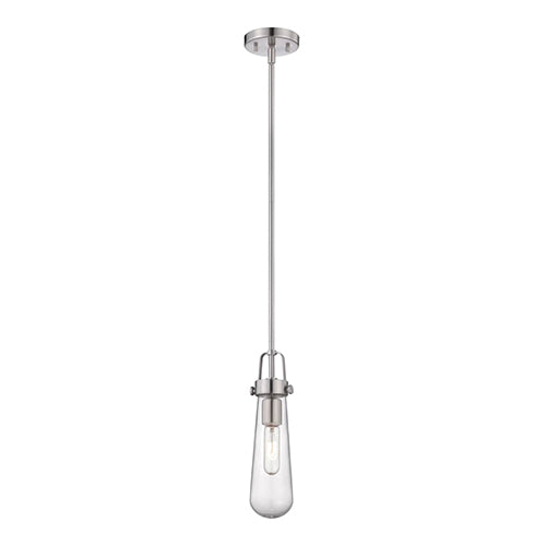 Satco 60-5262, Beaker, 1 Light, Mini Pendant Light Fixture, 60W, 120V, Medium Base, Clear Glass, Brushed Nickel Finish