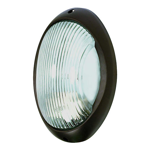 Satco 60-527, 1 Light, 11" Oval Caged Die Cast Bulkhead Lighting Fixture, 60W, 120V, Medium Base, Frosted Diffuser Glass, Replaceable Light Source, Architectural Bronze Finish