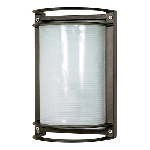 Satco 60-531, 1 Light, 10" Rectangular Die Cast Bulkhead Lighting Fixture, 60W, 120V, Medium Base, Frosted Diffuser Glass, Replaceable Light Source, Architectural Bronze Finish