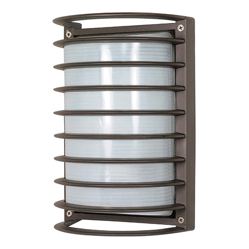 Satco 60-533, 1 Light, 10" Rectangular Die Cast Bulkhead Lighting Fixture, 60W, 120V, Medium Base, Frosted Diffuser Glass, Replaceable Light Source, Architectural Bronze Finish