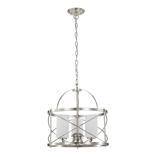 Satco 60-5333, Ginger, 3 Light, Pendant Light Fixture, 100W, 120V, Medium Base, Etched Opal Glass, Brushed Nickel Finish