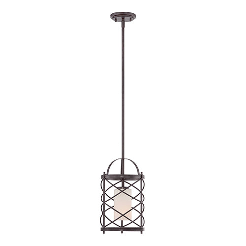 Satco 60-5336, Ginger, 1 Light, Mini Pendant Light Fixture, 100W, 120V, Medium Base, Etched Opal Glass, Old Bronze Finish