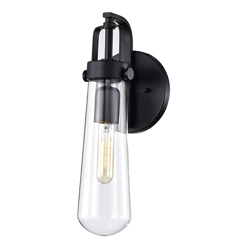 Satco 60-5361, Beaker, 1 Light, Wall Sconce Lighting Fixture, 60W, 120V, Medium Base, Clear Glass, Aged Bronze Finish