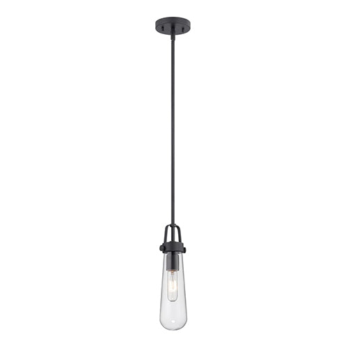 Satco 60-5362, Beaker, 1 Light, Mini Pendant Light Fixture, 60W, 120V, Medium Base, Clear Glass, Aged Bronze Finish