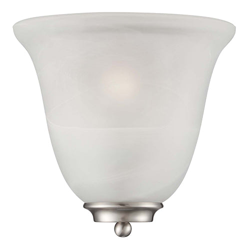 Satco 60-5376, Empire, 1 Light, Wall Sconce Lighting Fixture, 60W, 120V, Medium Base, Alabaster Glass, Brushed Nickel Finish