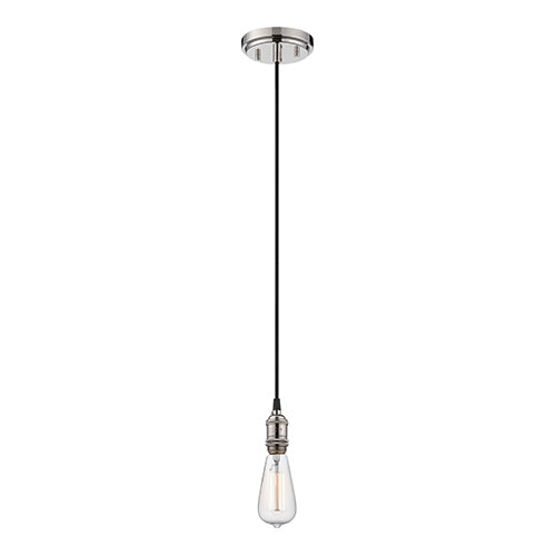Satco 60-5405, Vintage, 1 Light, Pendant Light Fixture, 100W, 120V, Medium Base, Polished Nickel Finish
