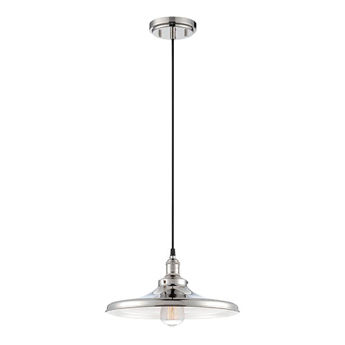 Satco 60-5406, Vintage, 1 Light, Pendant Light Fixture, 100W, 120V, Medium Base, Polished Nickel Finish