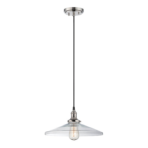 Satco 60-5408, Vintage, 1 Light, Pendant Light Fixture, 100W, 120V, Medium Base, Clear Glass, Polished Nickel Finish