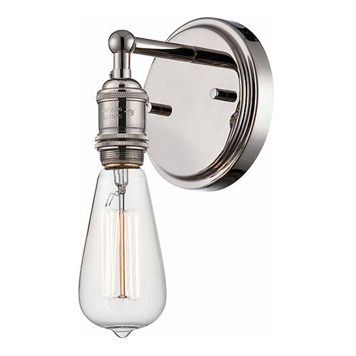 Satco 60-5415, Vintage, 1 Light, Wall Sconce Lighting Fixture, 100W, 120V, Medium Base, Polished Nickel Finish