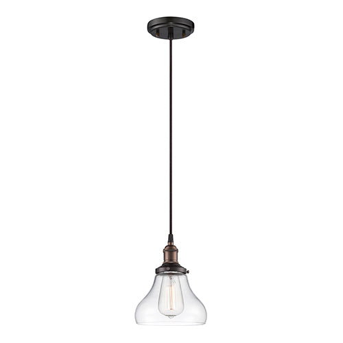 Satco 60-5503, Vintage, 1 Light, Pendant Light Fixture, 100W, 120V, Medium Base, Clear Glass, Rustic Bronze Finish