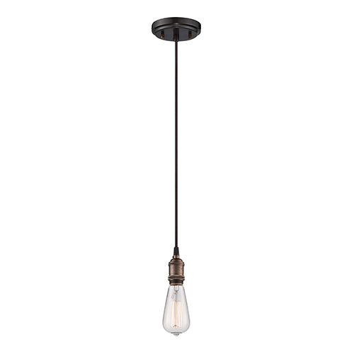 Satco 60-5505, Vintage, 1 Light, Pendant Light Fixture, 100W, 120V, Medium Base, Rustic Bronze Finish