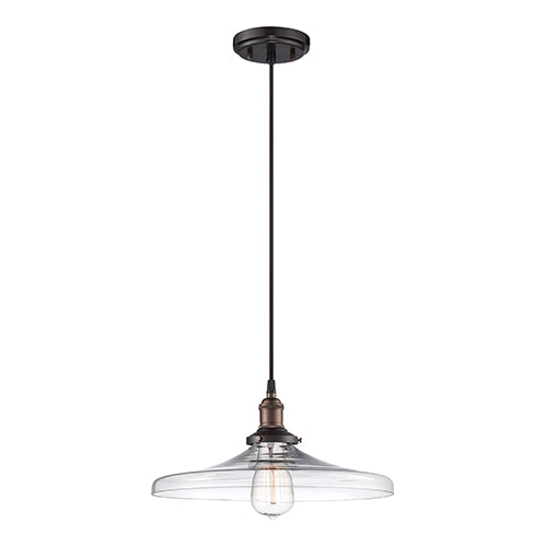 Satco 60-5507, Vintage, 1 Light, Pendant Light Fixture, 100W, 120V, Medium Base, Clear Glass, Rustic Bronze Finish