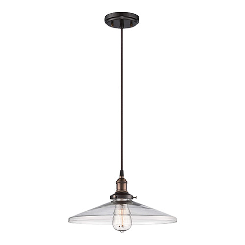 Satco 60-5508, Vintage, 1 Light, Pendant Light Fixture, 100W, 120V, Medium Base, Clear Glass, Rustic Bronze Finish