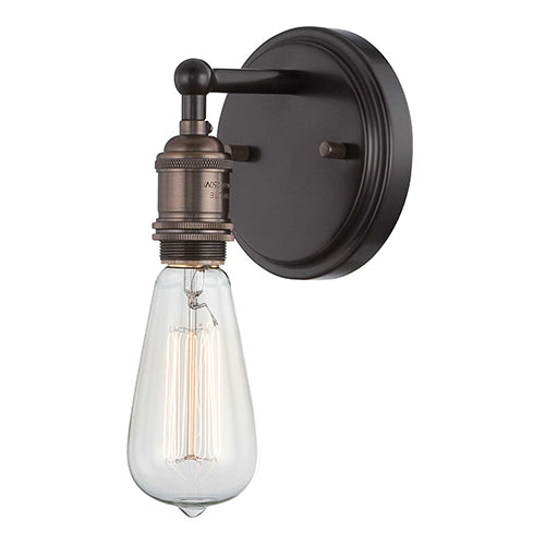 Satco 60-5515, Vintage, 1 Light, Wall Sconce Lighting Fixture, 100W, 120V, Medium Base, Rustic Bronze Finish