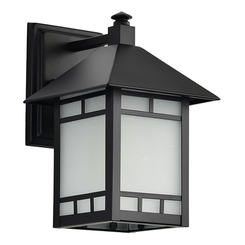 Satco 60-5601, Drexel, 1 Light, 7" Outdoor Wall Lighting Fixture, 60W, 120V, Medium Base, Frosted Seed Glass, Stone Black Finish