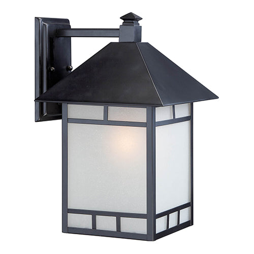 Satco 60-5603, Drexel, 1 Light, 10" Outdoor Wall Lighting Fixture, 100W, 120V, Medium Base, Frosted Seed Glass, Stone Black Finish