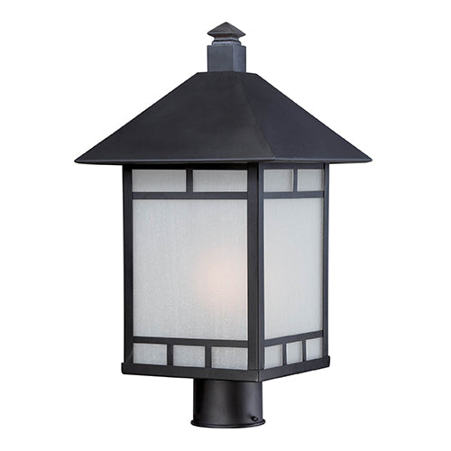 Satco 60-5605, Drexel, 1 Light, Outdoor Post Lighting Fixture, 100W, 120V, Medium Base, Frosted Seed Glass, Stone Black Finish