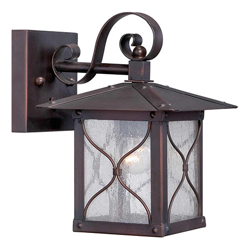 Satco 60-5611, Vega, 1 Light, 6.5" Outdoor Wall Lighting Fixture, 60W, 120V, Medium Base, Clear Seed Glass, Classic Bronze Finish