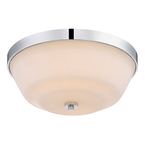 Satco 60-5804, Willow, 2 Light, Flush Light Fixture, 60W, 120V, Medium Base, White Glass, Polished Nickel Finish
