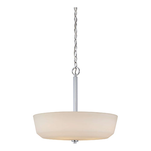 Satco 60-5807, Willow, 4 Light, Pendant Light Fixture, 60W, 120V, Medium Base, White Glass, Polished Nickel Finish