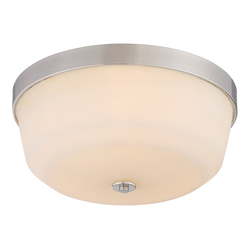 Satco 60-5824, Laguna, 3 Light, Flush Light Fixture, 60W, 120V, Medium Base, White Glass, Brushed Nickel Finish