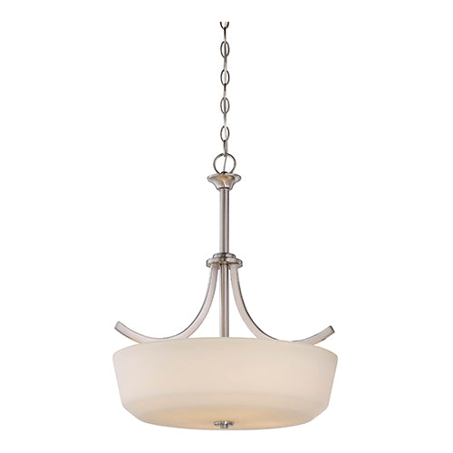Satco 60-5827, Laguna, 4 Light, Pendant Light Fixture, 60W, 120V, Medium Base, White Glass, Brushed Nickel Finish