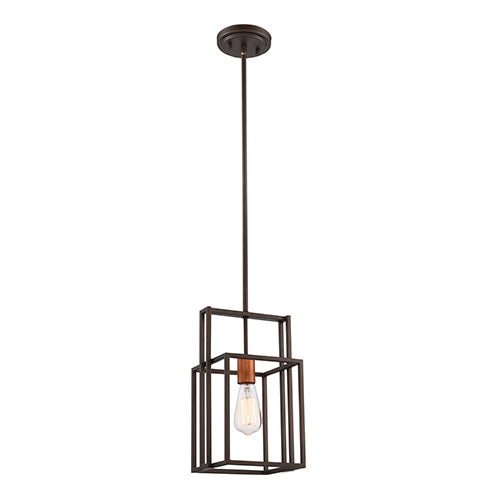 Satco 60-5855, Lake, 1 Light, Mini Pendant Lighting Fixture, 60W, 120V, Medium Base, Bronze with Copper Accents Finish
