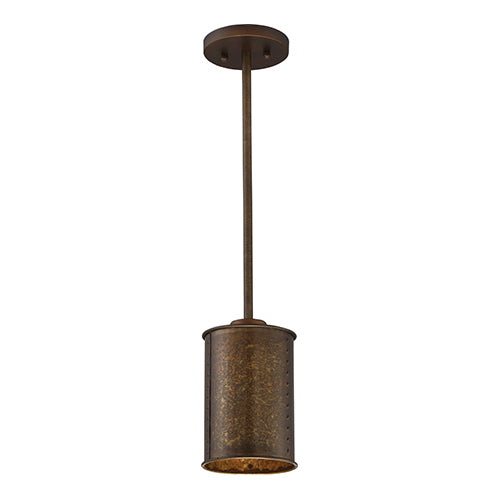 Satco 60-5892, Kettle, 1 Light, Mini Pendant Lighting Fixture, 60W, 120V, Medium Base, Weathered Brass Finish
