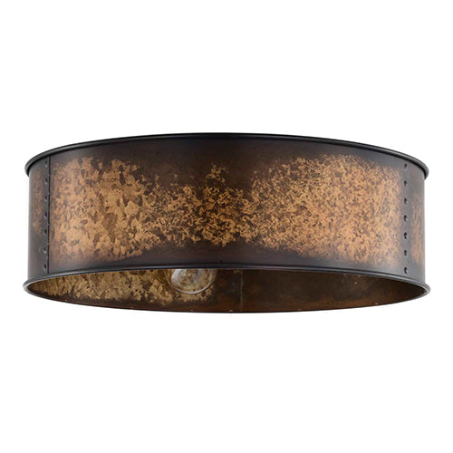 Satco 60-5893, Kettle, 3 Light, Flush Lighting Fixture, 60W, 120V, Medium Base, Weathered Brass Finish