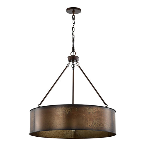 Satco 60-5895, Kettle, 5 Light,  Oversized Pendant Lighting Fixture, 60W, 120V, Medium Base, Weathered Brass Finish
