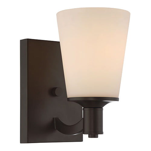 Satco 60-5921, Laguna, 1 Light, Vanity Light Fixture, 100W, 120V, Medium Base, White Glass, Forest Bronze Finish
