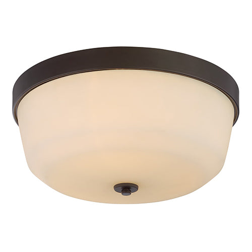 Satco 60-5924, Laguna, 3 Light, Flush Light Fixture, 60W, 120V, Medium Base, White Glass, Forest Bronze Finish