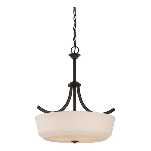 Satco 60-5927, Laguna, 4 Light, Pendant Light Fixture, 60W, 120V, Medium Base, White Glass, Forest Bronze Finish