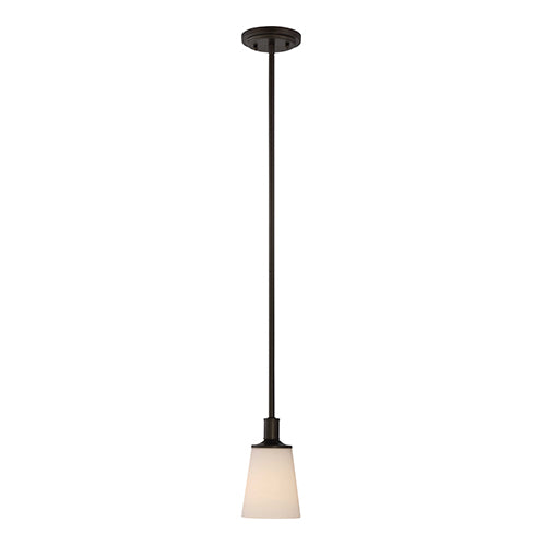Satco 60-5928, Laguna, 1 Light, Mini Pendant Light Fixture, 100W, 120V, Medium Base, White Glass, Forest Bronze Finish