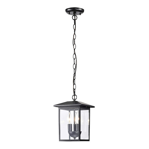 Satco 60-5933, Jamesport, 3 Light, 11" Hanging Lighting Fixture, 100W, 120V, Candelabra Base, Clear Glass, Matte Black Finish