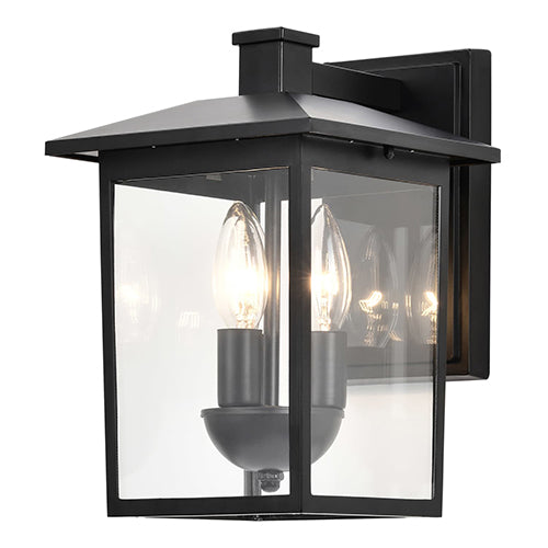 Satco 60-5934, Jamesport, 3 Light, 11" Collection Outdoor Wall Lantern Lighting Fixture, 100W, 120V, Candelabra Base, Clear Glass, Matte Black Finish